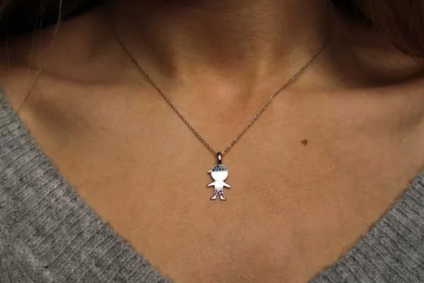baby necklace on the neck