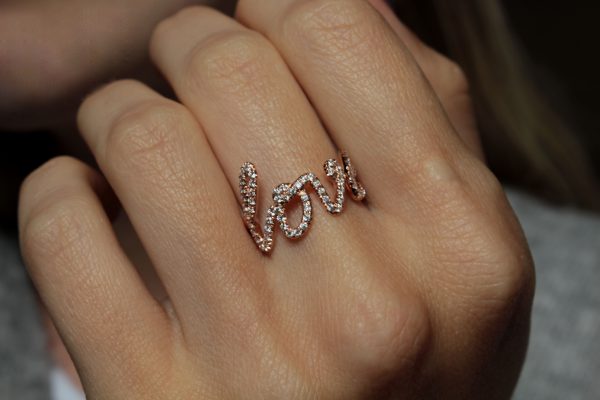 Diamond Cursive Love Ring