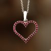 Ruby Open Heart Pendant 14K White Gold
