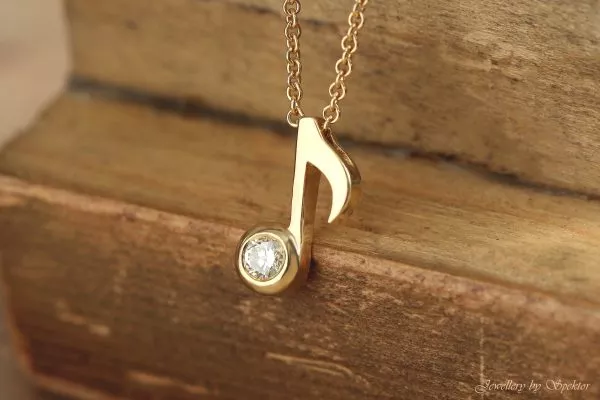 Diamond Music Note Pendant