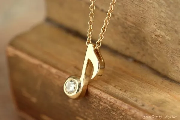 Diamond Music Note Pendant