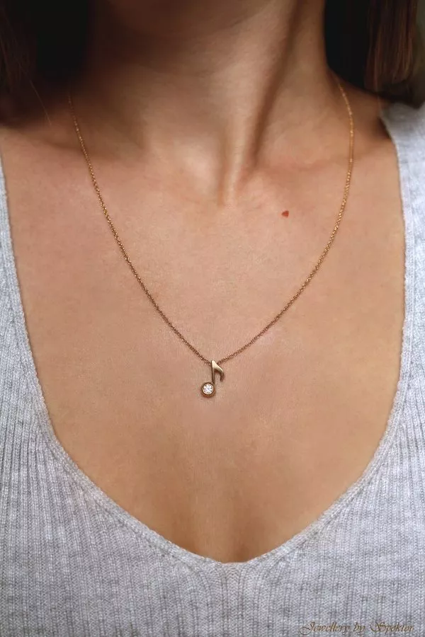 Diamond Music Note Pendant