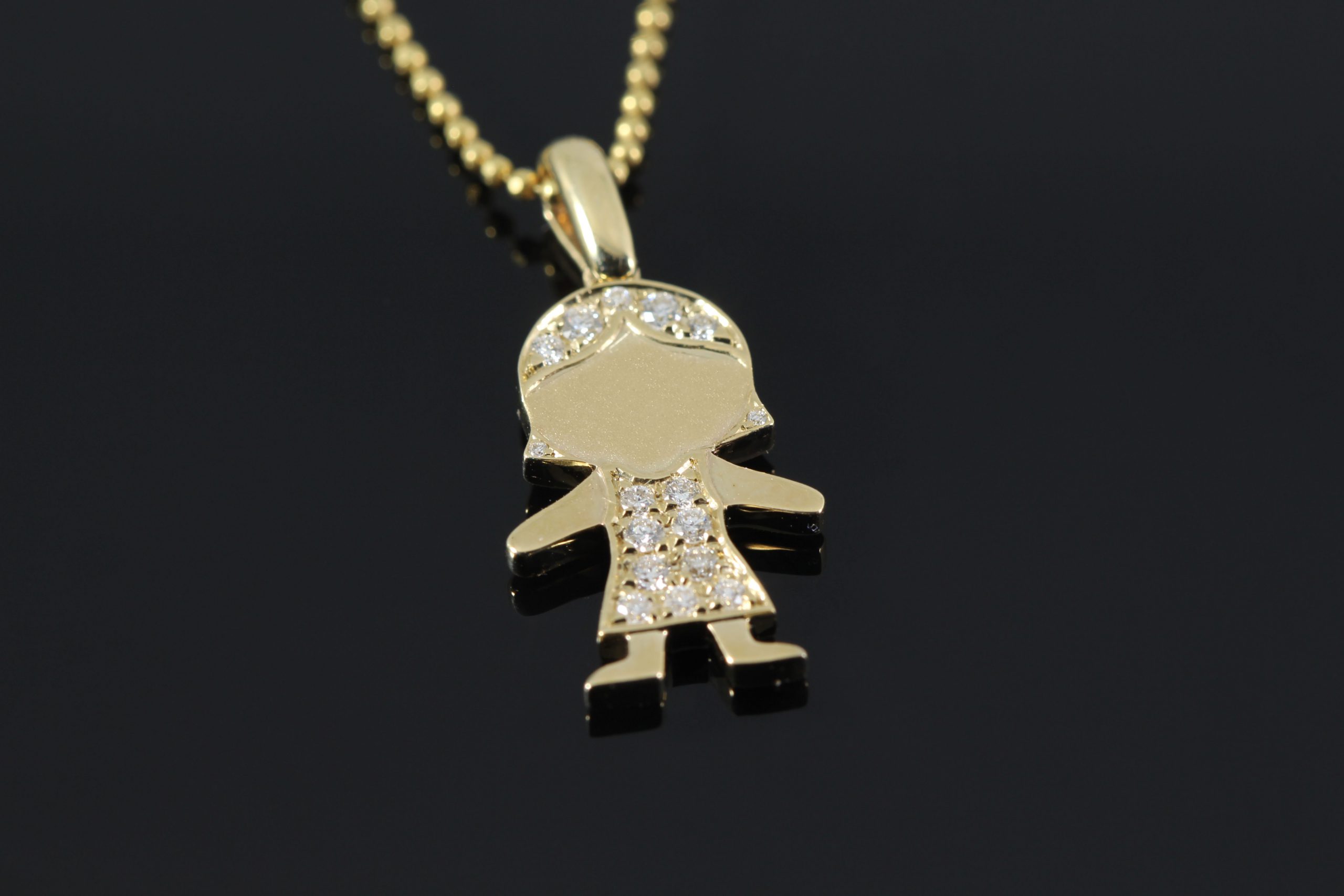 Diamond Girl Gold Pendant | Mom pendant necklace | JBSpektor