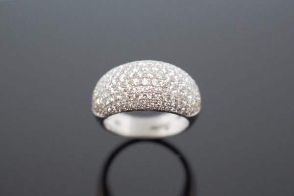 18K White Gold Dome Pave Diamond Ring