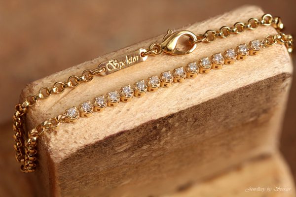 rolo chain diamon bracelet 18K yellow gold