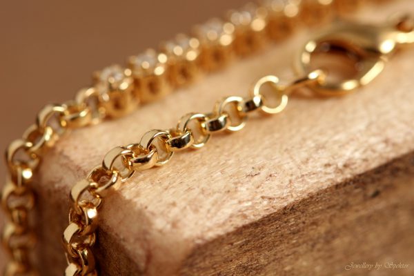 rolo chain diamon bracelet 18K yellow gold