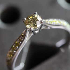 Yellow Diamond Engagement Ring 14K White Gold
