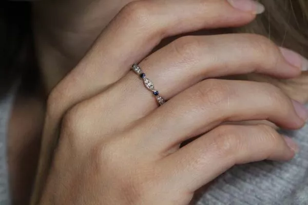sapphire ring on hand