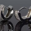 Diamond Huggie Hoop Earrings 14K White Gold - Image 5
