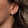 Diamond Huggie Hoop Earrings 14K White Gold - Image 4