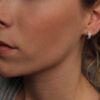 Diamond Huggie Hoop Earrings 14K White Gold - Image 2