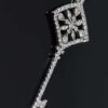 14K White Gold Diamond Key Necklace - Image 7