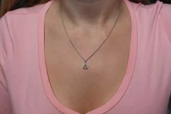 Yellow And White Diamond Triangle Gold Pendant - Image 3
