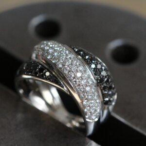 white and black diamond ring