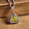 Yellow And White Diamond Triangle Gold Pendant