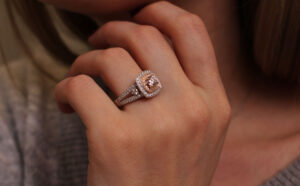 pink diamond ring on hand