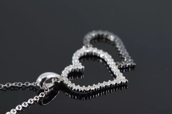 Double Heart 14K Gold Diamond Necklace - Image 8