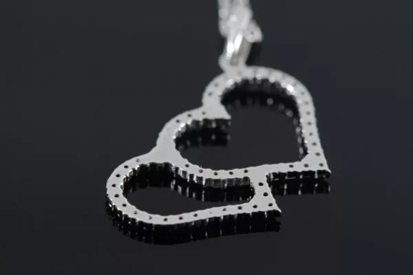 Double Heart 14K Gold Diamond Necklace - Image 6