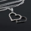 Double Heart 14K Gold Diamond Necklace - Image 4