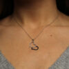 Double Heart 14K Gold Diamond Necklace - Image 3