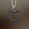 Sapphire Open Heart Pendant 14K White Gold