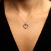 Sapphire Open Heart Pendant 14K White Gold - Image 2