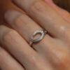 Wave Shape Diamond Ring 18K White Gold