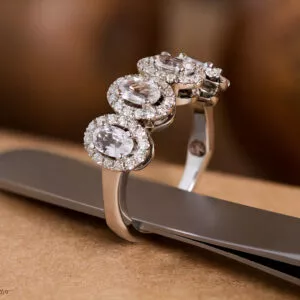 white sapphire and diamond ring