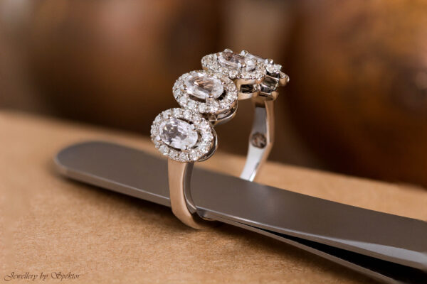 white sapphire and diamond ring