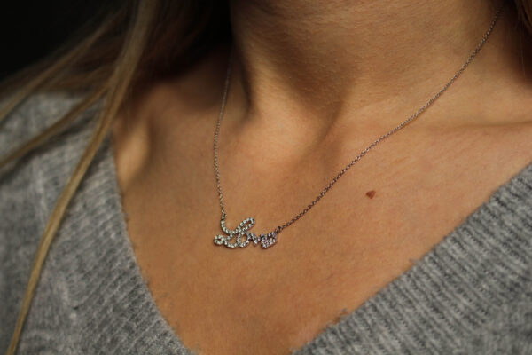 cursive love necklace