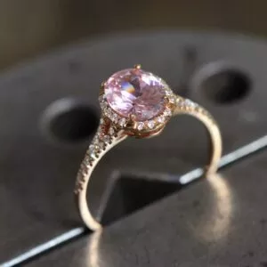 pink cz ring with diamonds