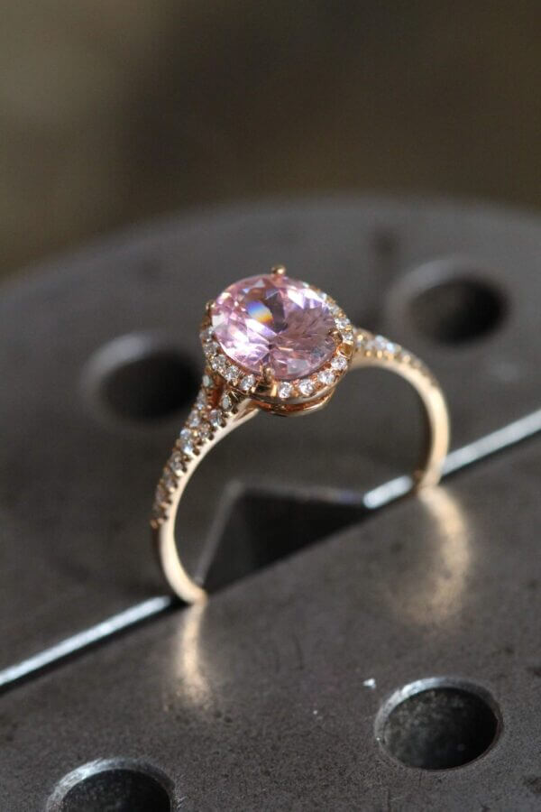 pink cz ring with diamonds