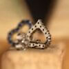 14K White Gold Open Heart Sapphire Stud Earrings - Image 3