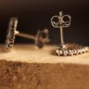 14K White Gold Open Heart Sapphire Stud Earrings - Image 4