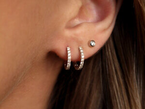 diamond small huggie hoop earrings